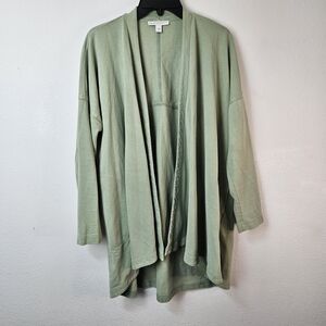 Pure Jill Organic Cotton Sage Green Open Front Cardigan Jacket Size M